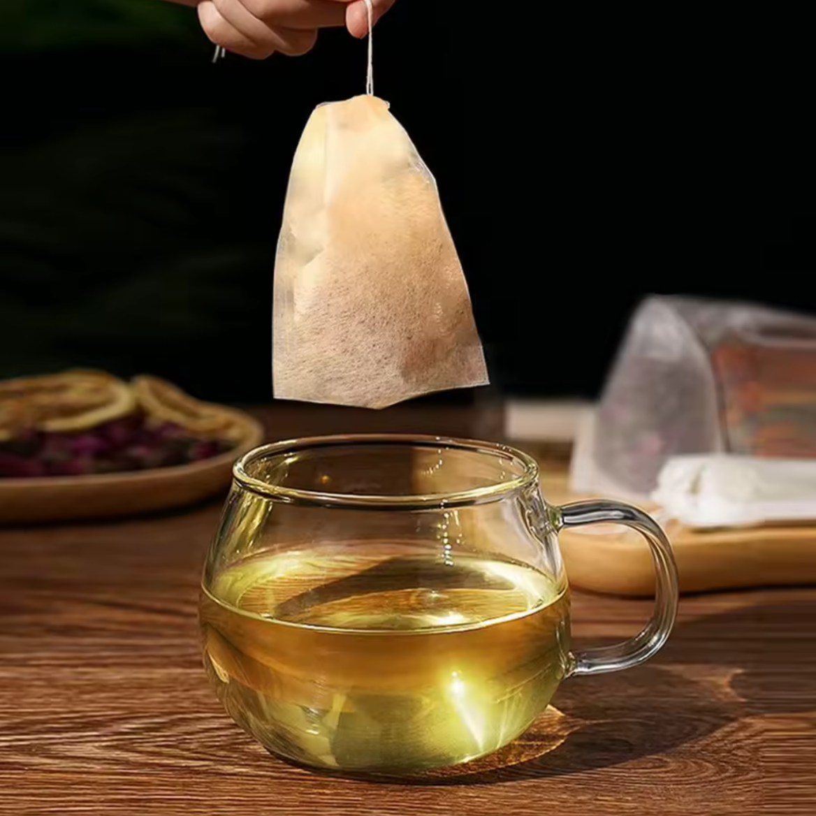 100pc Drawstring Paper Tea Bag Filters